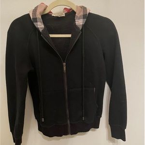 Womens Black Burberry Plaid Sweatshirt Pullover Size Medium